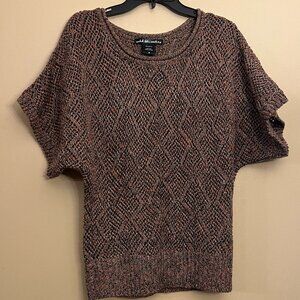 United States Women's short sleeve sweater, brown/orange multi color, Size M